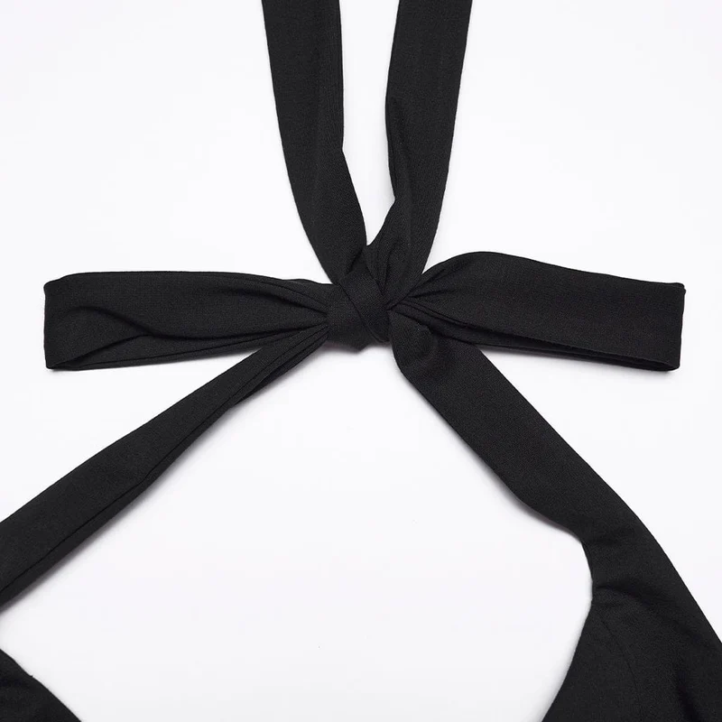 Punkiges, asymmetrisches Lagenkleid mit Neckholder für Damen, Abschlusskleid