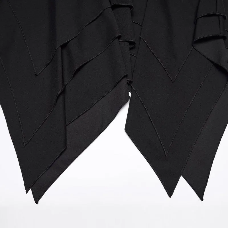 Punkiges, asymmetrisches Lagenkleid mit Neckholder für Damen, Abschlusskleid