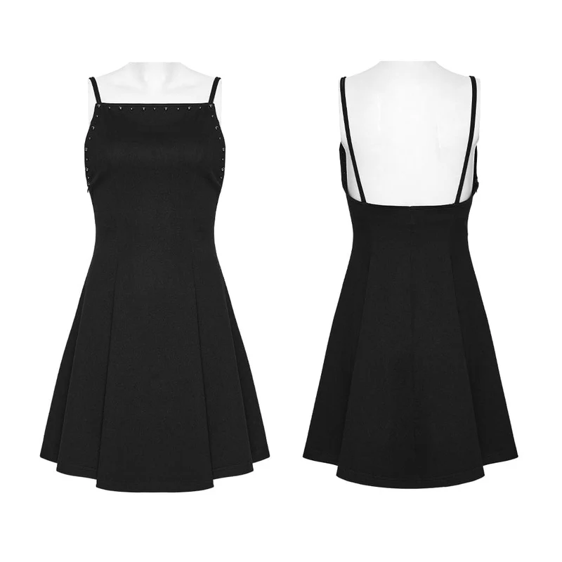 Gothic-Nieten-Plisseekleid für Damen, Abschlusskleid