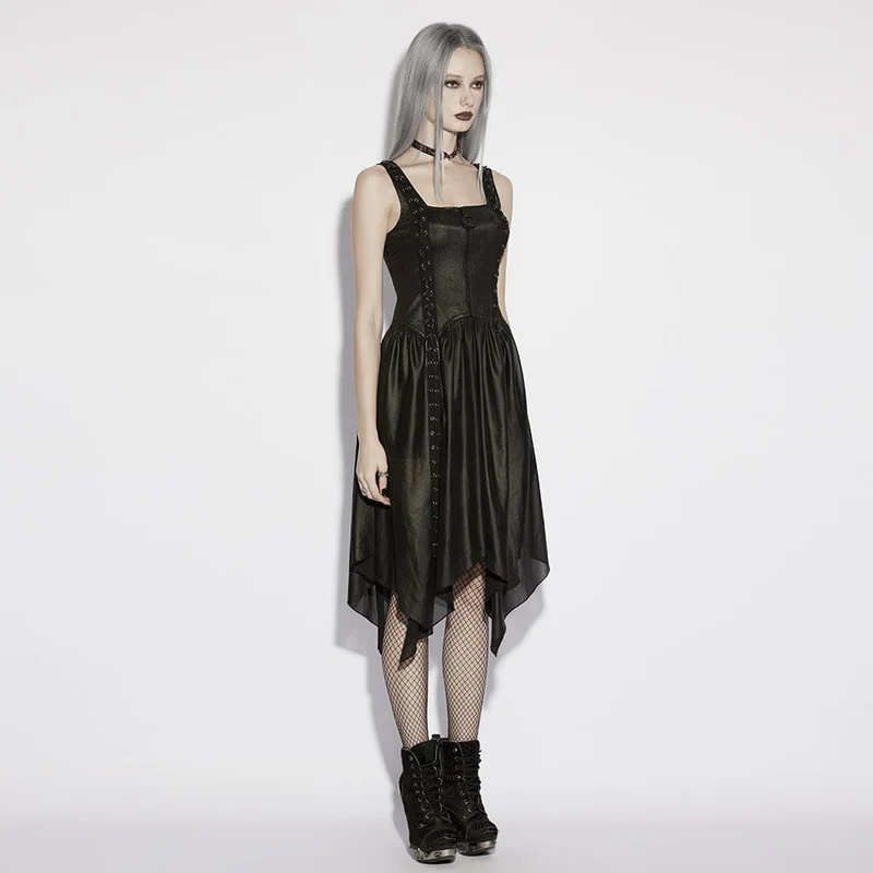 Punk-Kleid mit Ösen, Trägern und Reißverschluss für Damen, Abschlusskleid