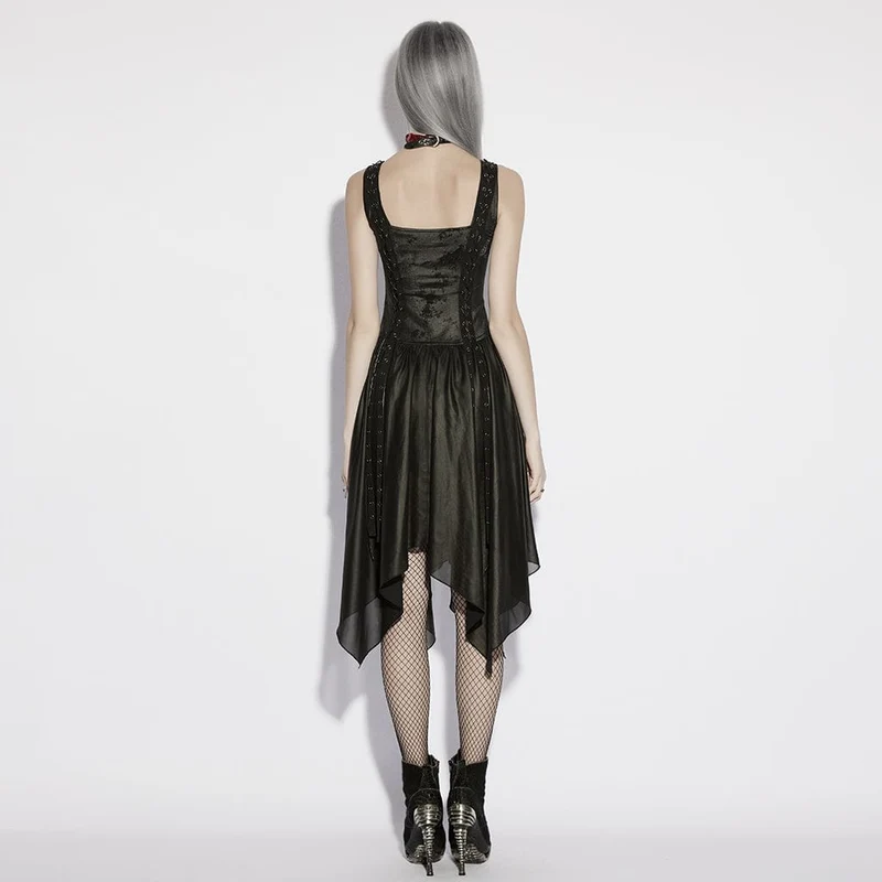 Punk-Kleid mit Ösen, Trägern und Reißverschluss für Damen, Abschlusskleid