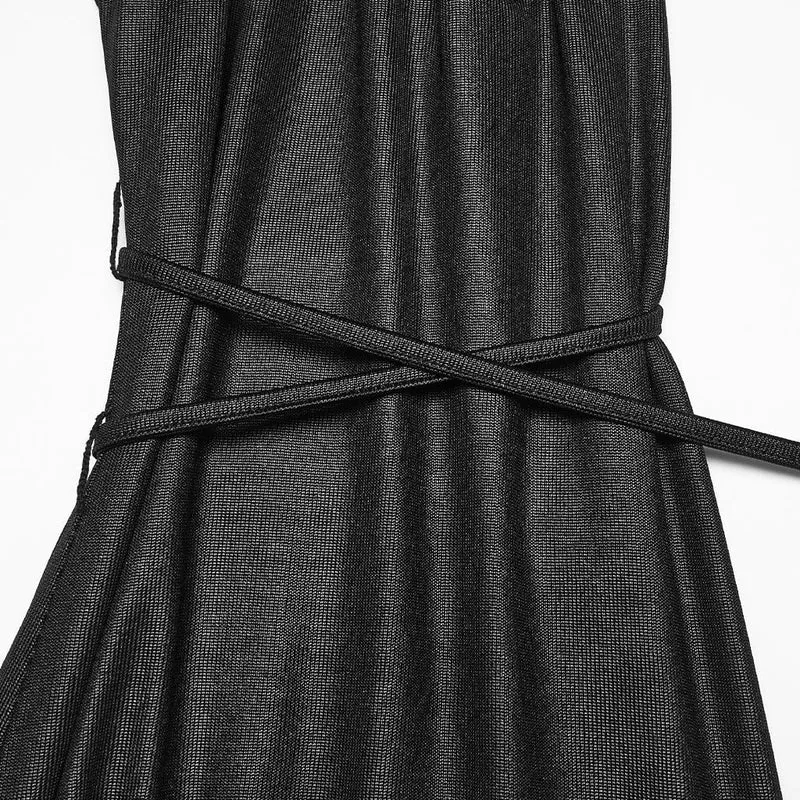 Punk-Kleid für Damen mit unregelmäßigem Schnitt, Kapuze und ärmellos