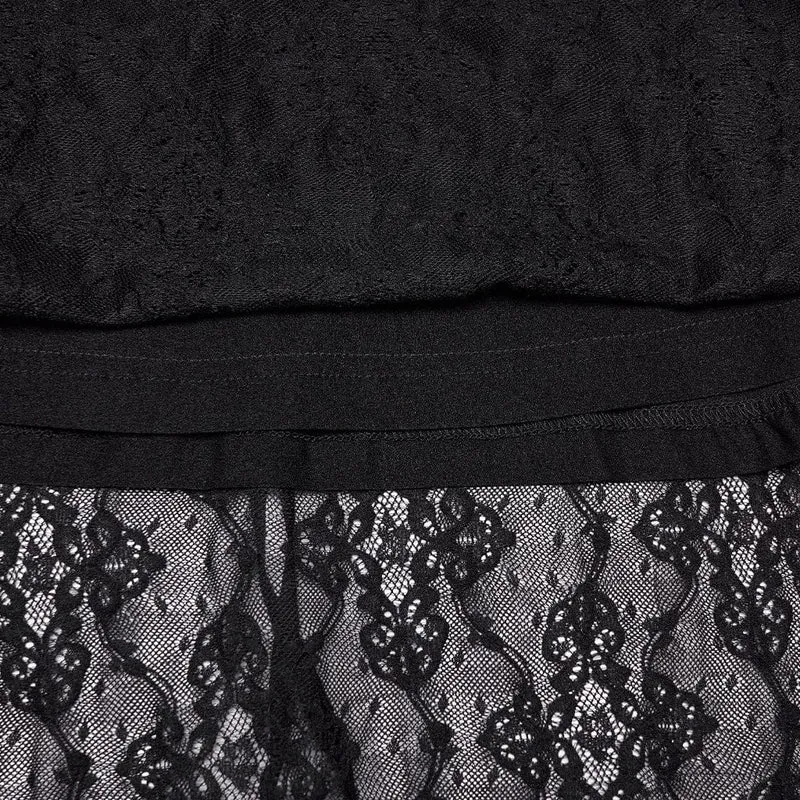 Gothic-Kleid für Damen mit Blumenmuster, Netzstoff und gekreuztem Neckholder