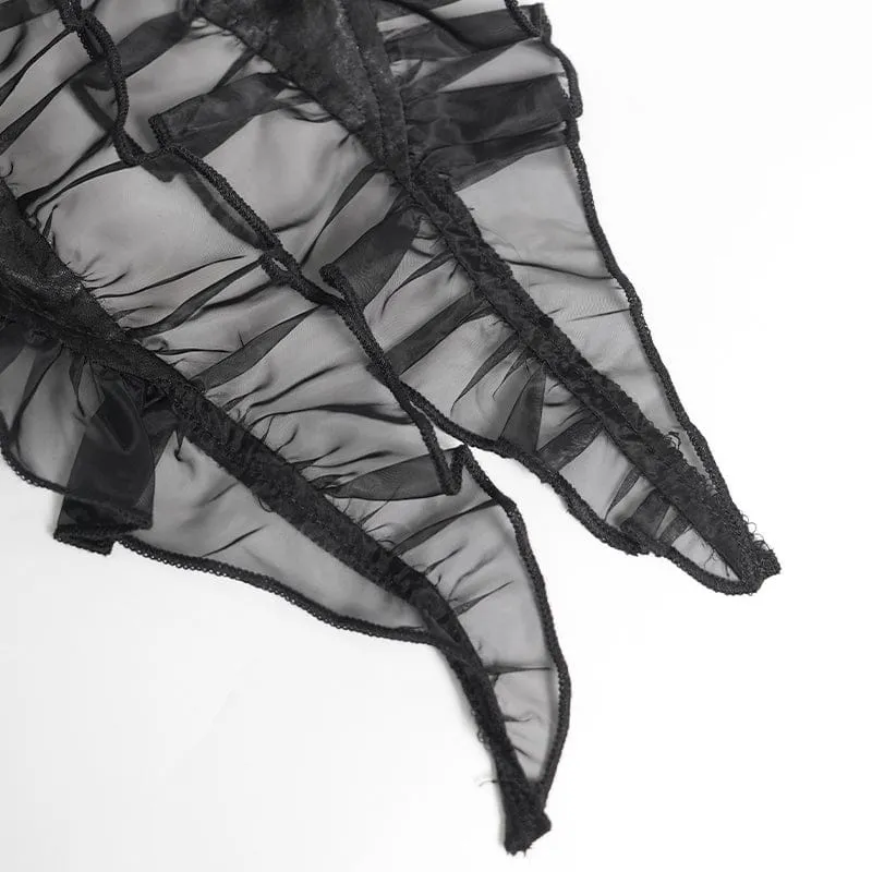 Gothic-Minirock für Damen mit Schnallenverschluss, Print und Rüschen