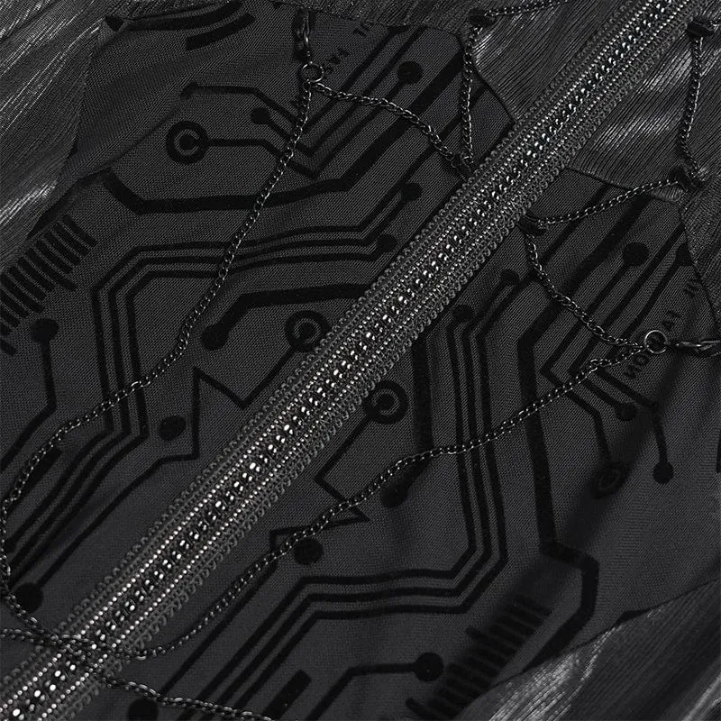 Ärmelloses Maxikleid mit Cyberpunk-Schaltkreismuster für Damen, Hochzeitskleid