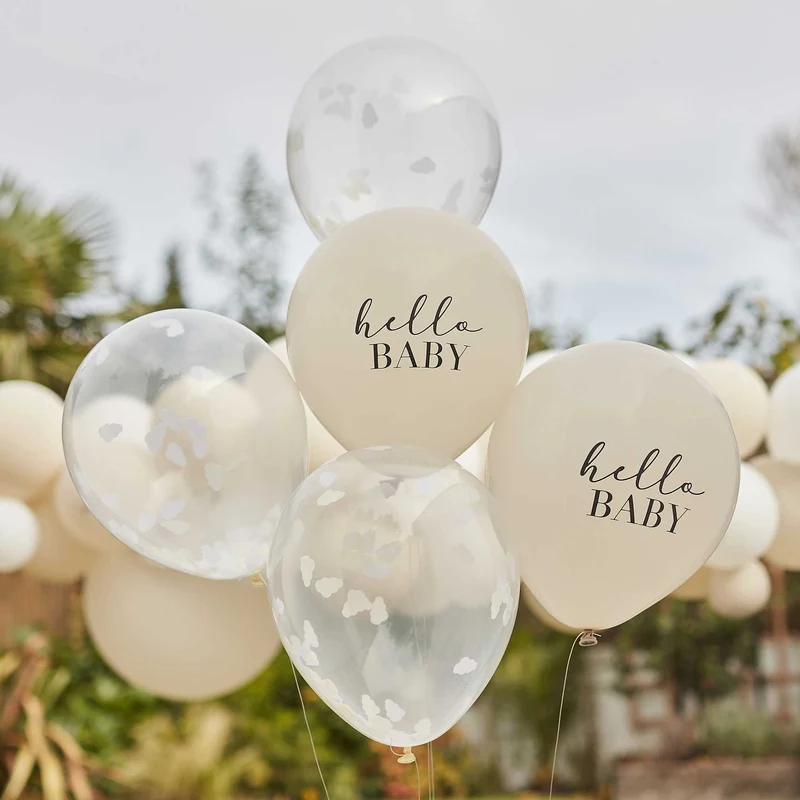 Luftballon-Set Konfetti Clouds "Hello Baby" 5 Stk.