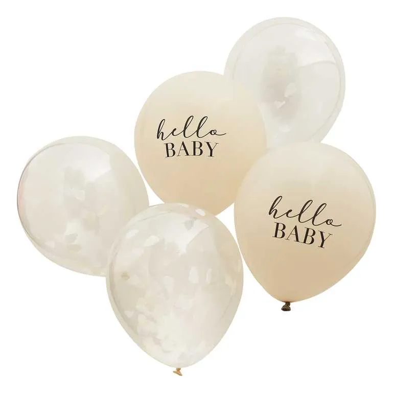 Luftballon-Set Konfetti Clouds "Hello Baby" 5 Stk.