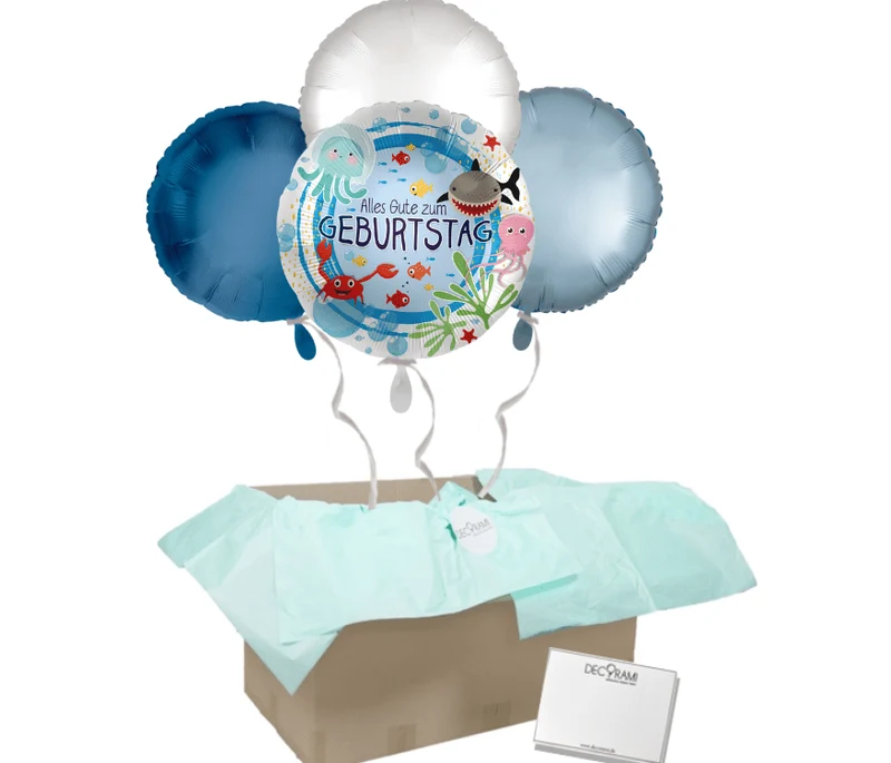 Heliumballon-Geschenk Unterwasserwelt "Alles Gute zum Geburtstag"