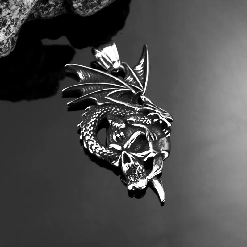 Punk-Drachenschädel-Halskette für Herren