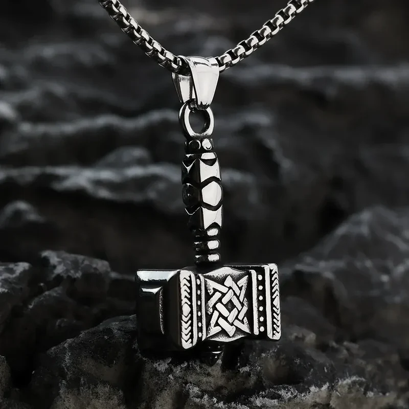 Herren-Punk-Wikinger-Mjölnir-Halskette