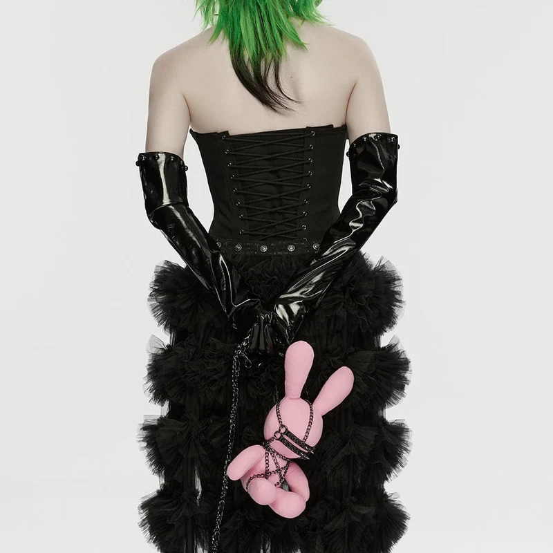 Punk-Puppe mit Nieten, Kettenmotiv, Pink für Damen