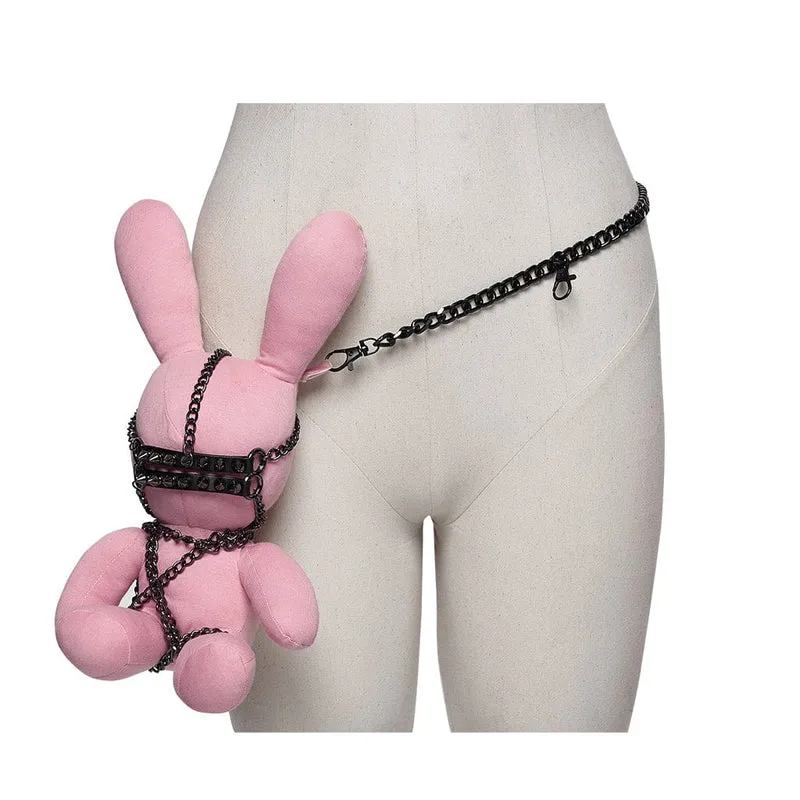 Punk-Puppe mit Nieten, Kettenmotiv, Pink für Damen