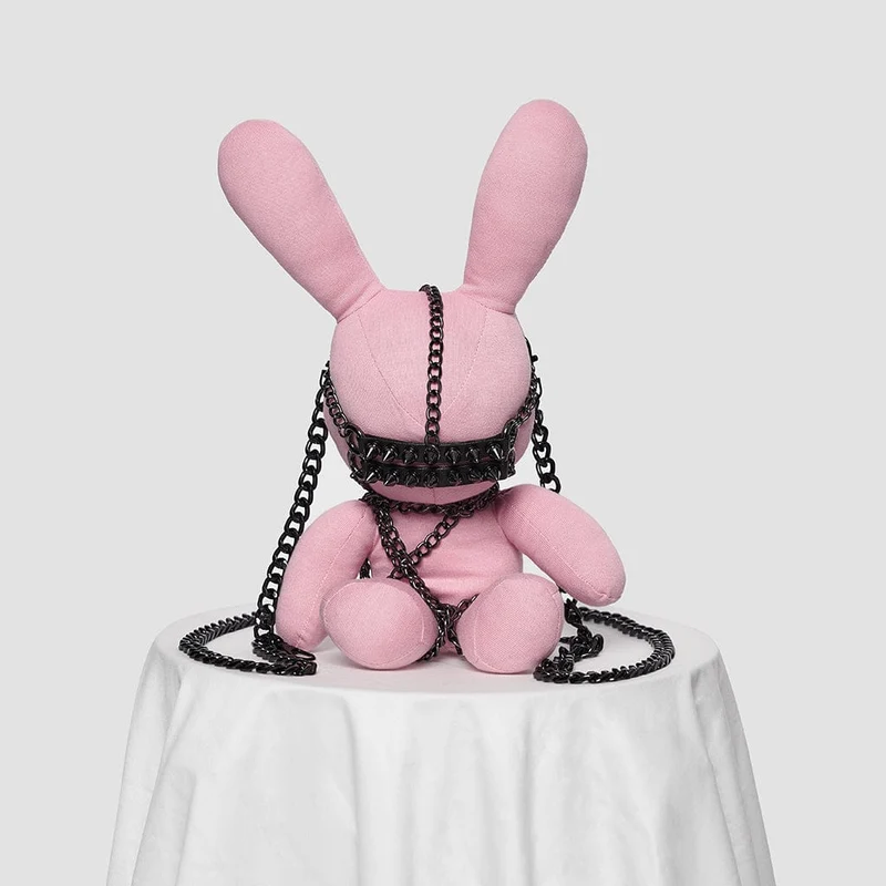 Punk-Puppe mit Nieten, Kettenmotiv, Pink für Damen