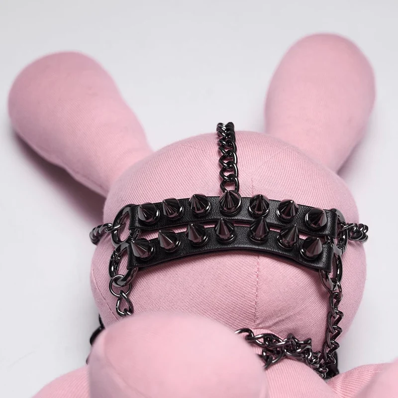 Punk-Puppe mit Nieten, Kettenmotiv, Pink für Damen