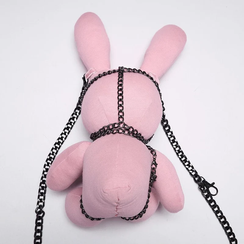 Punk-Puppe mit Nieten, Kettenmotiv, Pink für Damen