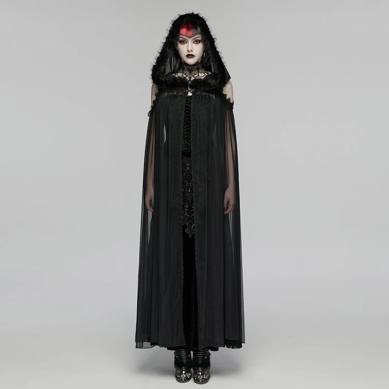 Gothic-bestickter Kapuzenmantel für Damen