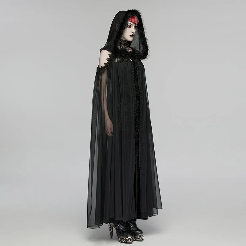 Gothic-bestickter Kapuzenmantel für Damen