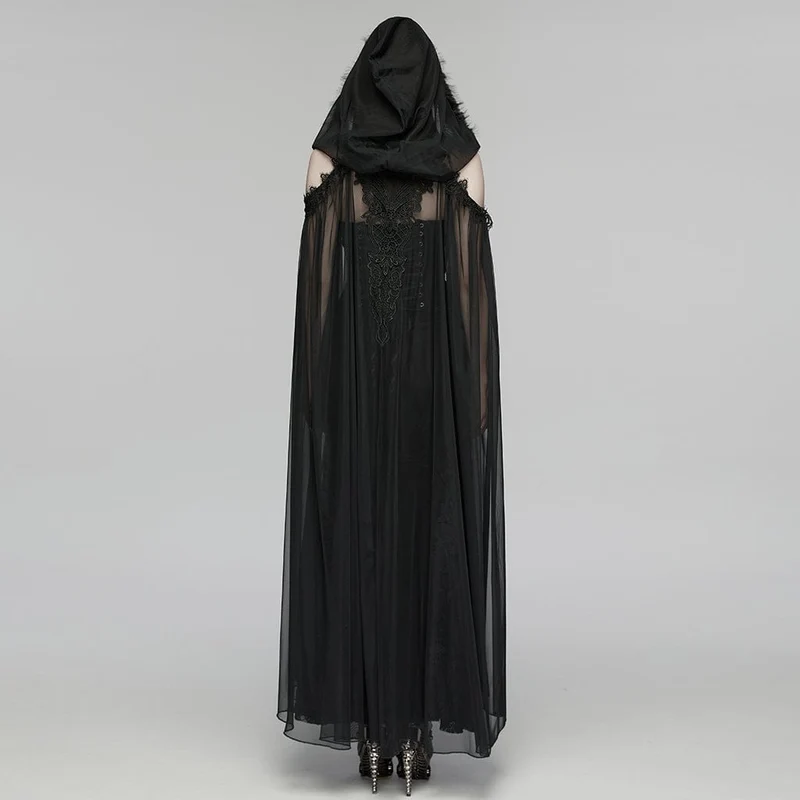 Gothic-bestickter Kapuzenmantel für Damen