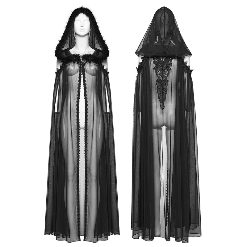 Gothic-bestickter Kapuzenmantel für Damen