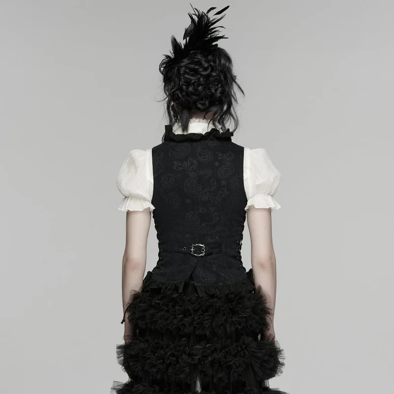 Gothic-Weste für Damen mit Rüschen und Kordelzug
