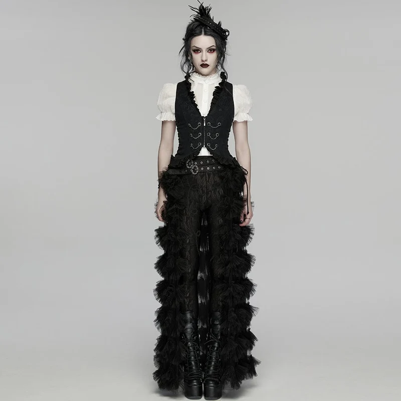 Gothic-Weste für Damen mit Rüschen und Kordelzug