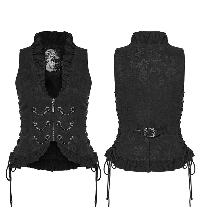 Gothic-Weste für Damen mit Rüschen und Kordelzug