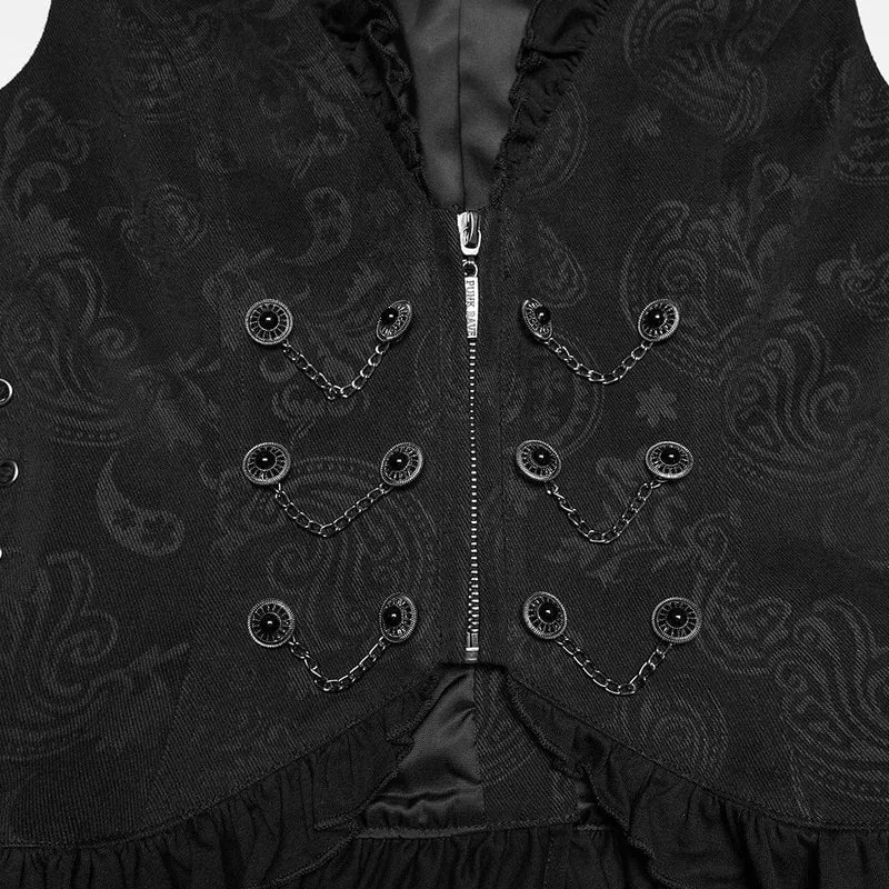 Gothic-Weste für Damen mit Rüschen und Kordelzug