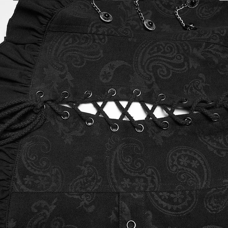 Gothic-Weste für Damen mit Rüschen und Kordelzug