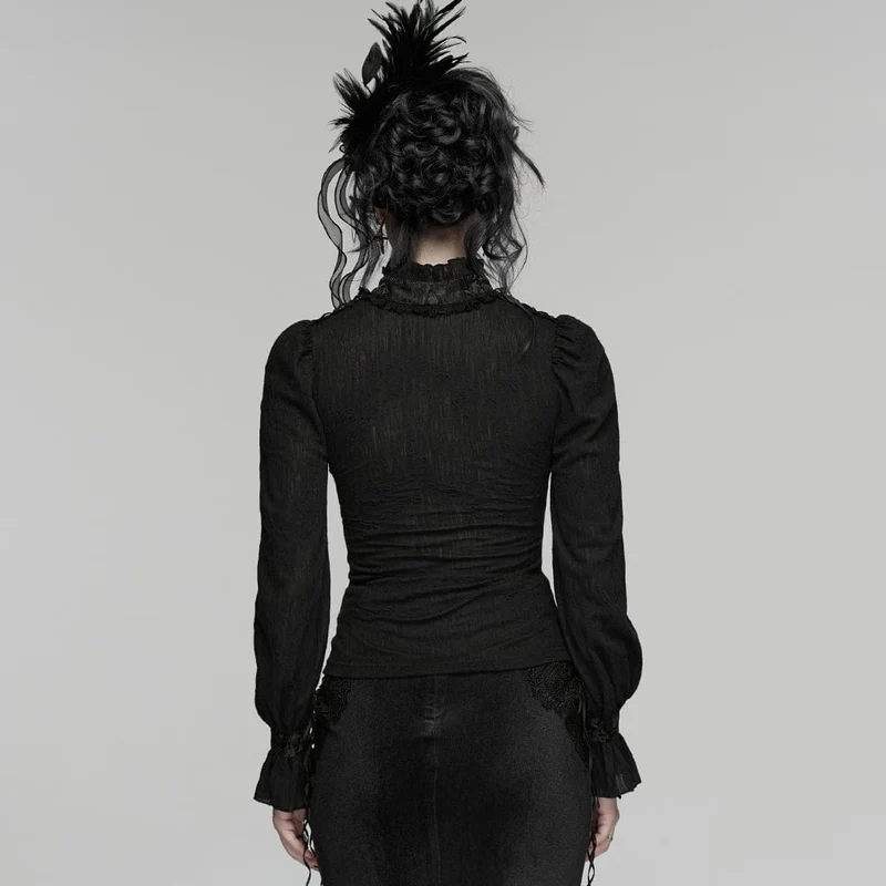 Gothic-Spitzenpullover für Damen, langärmelig