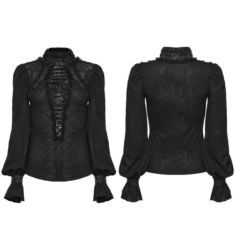 Gothic-Spitzenpullover für Damen, langärmelig