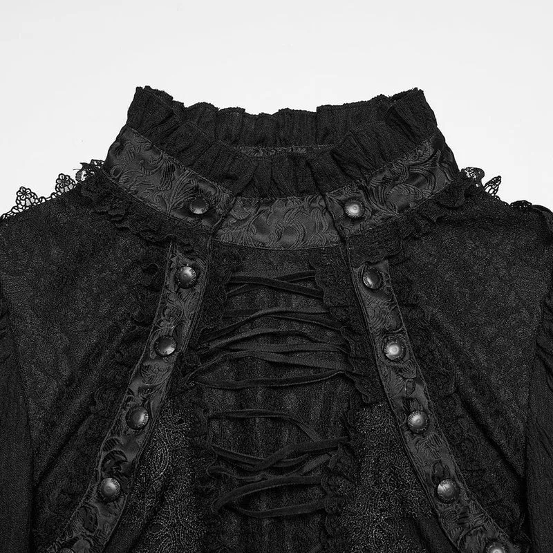 Gothic-Spitzenpullover für Damen, langärmelig