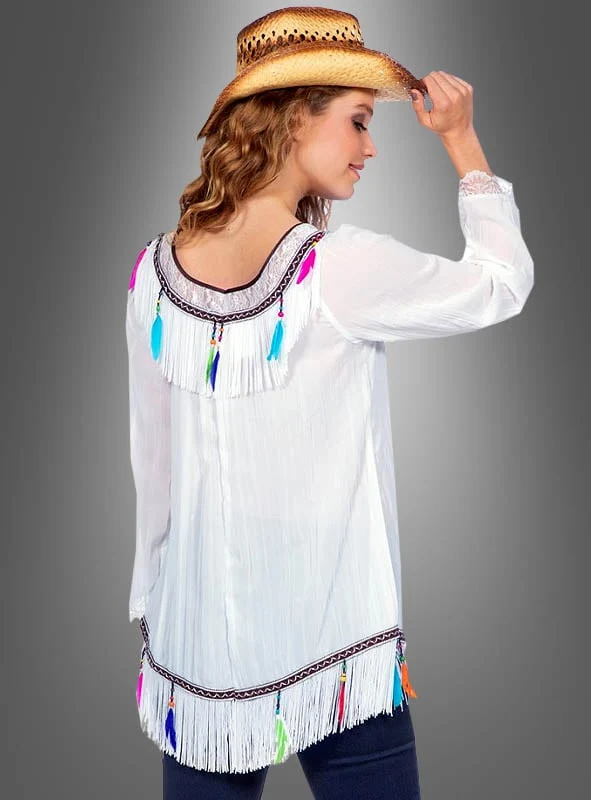 Hippie Tunika mit Federn und Fransen