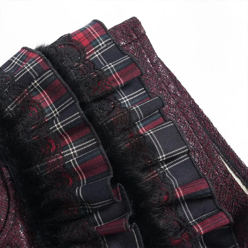 Damen Grunge Star Layered Plaid Falbala Shorts