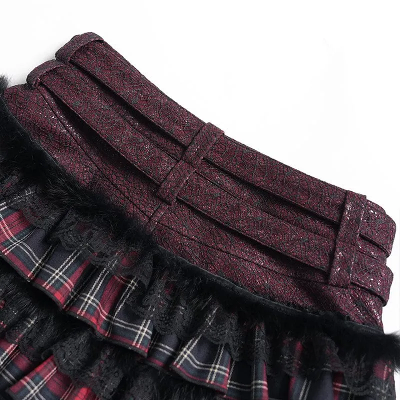 Damen Grunge Star Layered Plaid Falbala Shorts