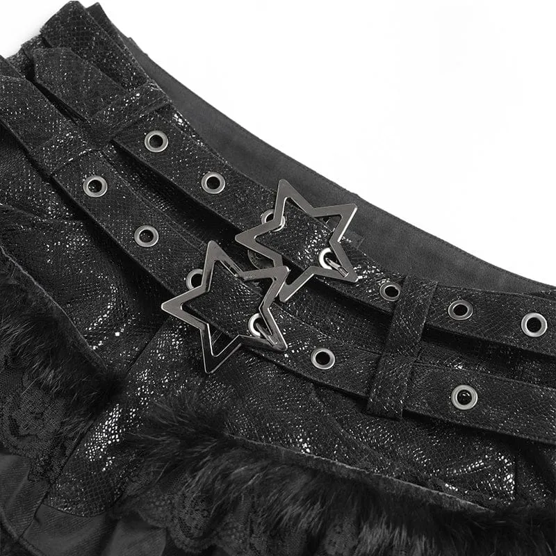 Grunge-Sternen-Lagen-Falbala-Shorts für Damen