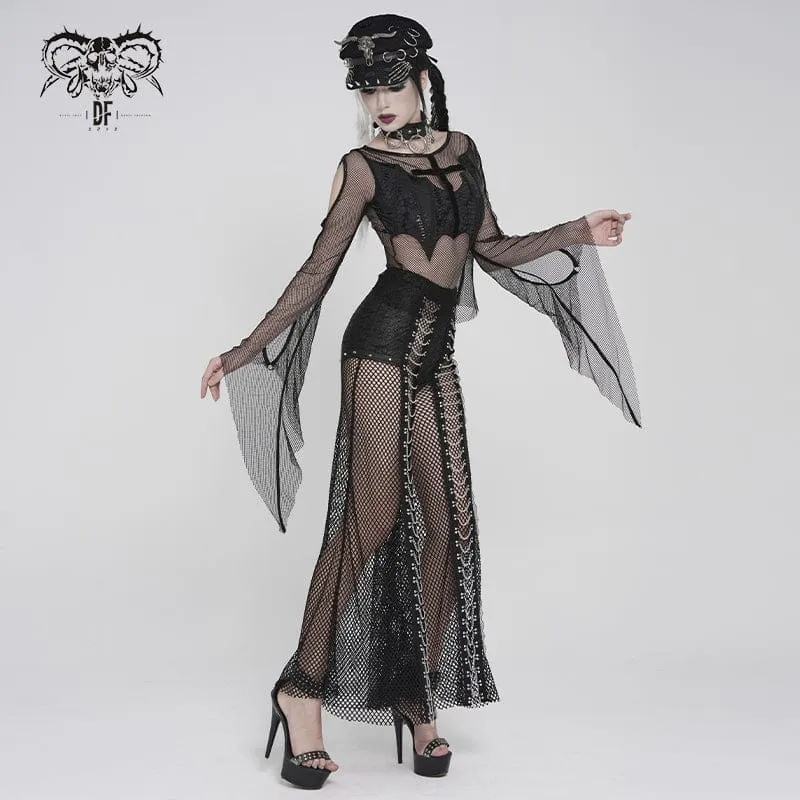 Punk-Nieten-Ketten-Netzhose für Damen