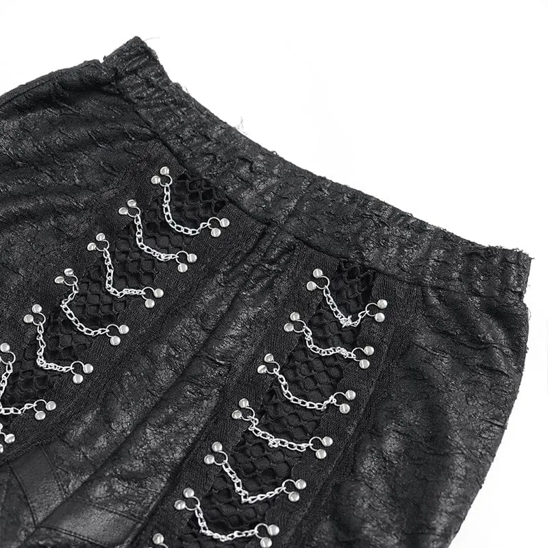 Punk-Nieten-Ketten-Netzhose für Damen
