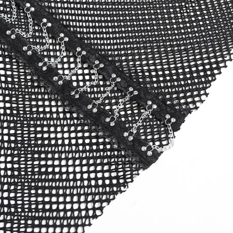 Punk-Nieten-Ketten-Netzhose für Damen