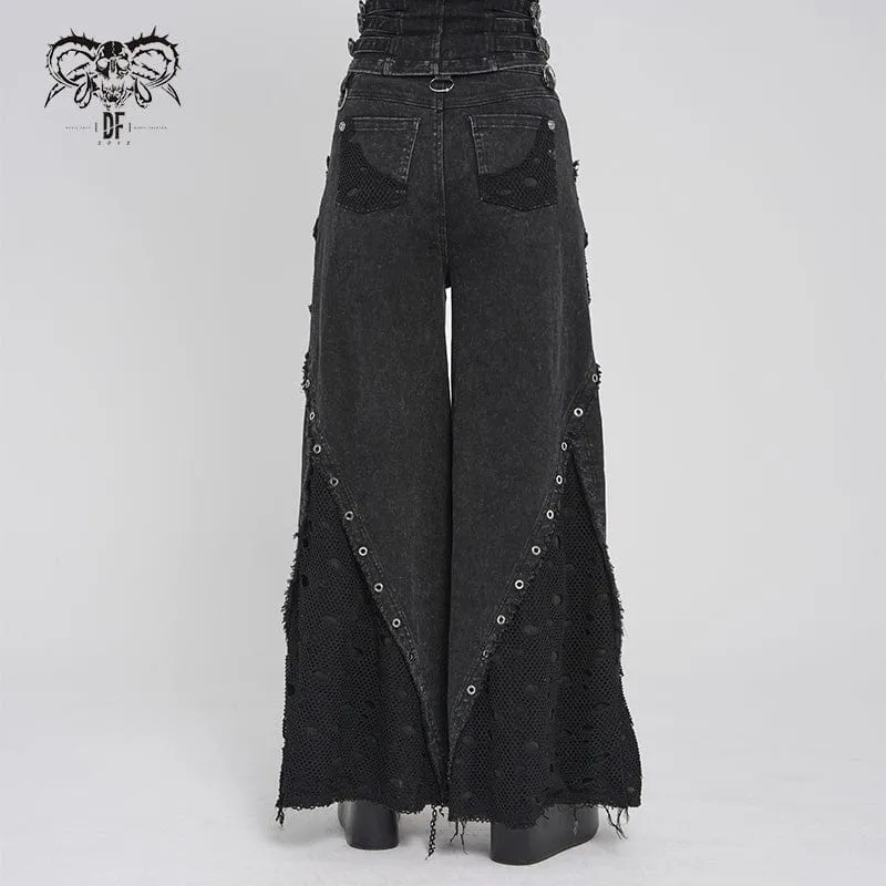 Punk-Hosen für Damen mit Ösen, Lagenlook und Rissen