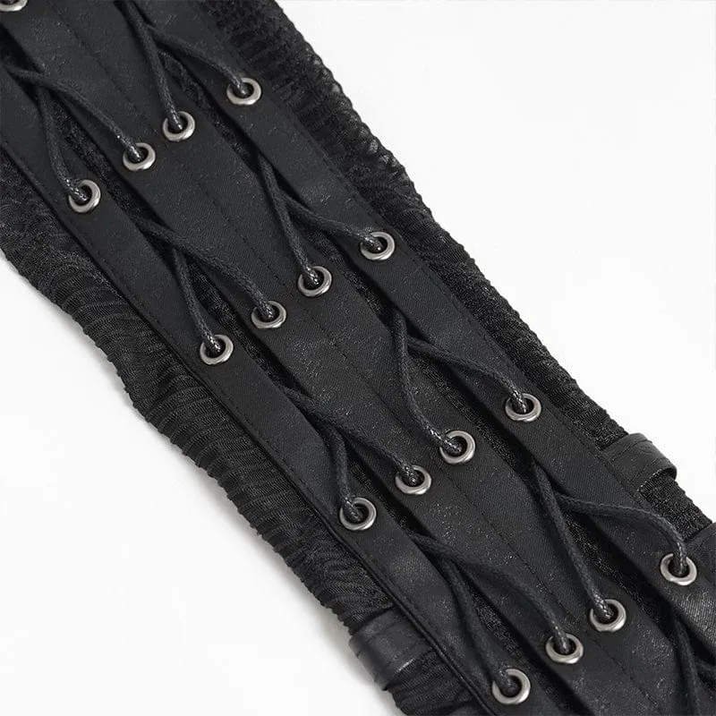 Punk-Fingerlose Mesh-Handschuhe für Damen mit Kordelzug