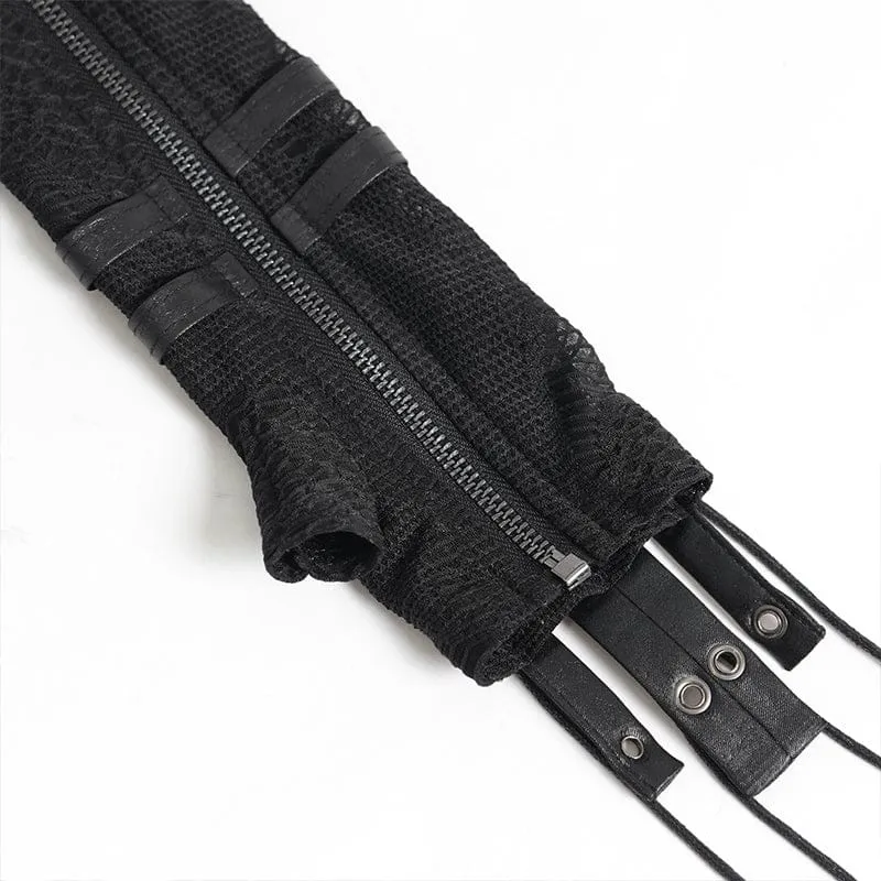 Punk-Fingerlose Mesh-Handschuhe für Damen mit Kordelzug