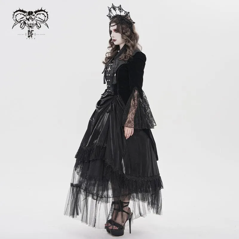 Gothic-Damenjacke mit Fledermauskragen, doppelreihigem Reißverschluss und Reißverschluss