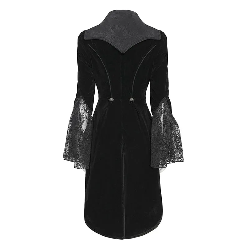 Gothic-Damenjacke mit Fledermauskragen, doppelreihigem Reißverschluss und Reißverschluss