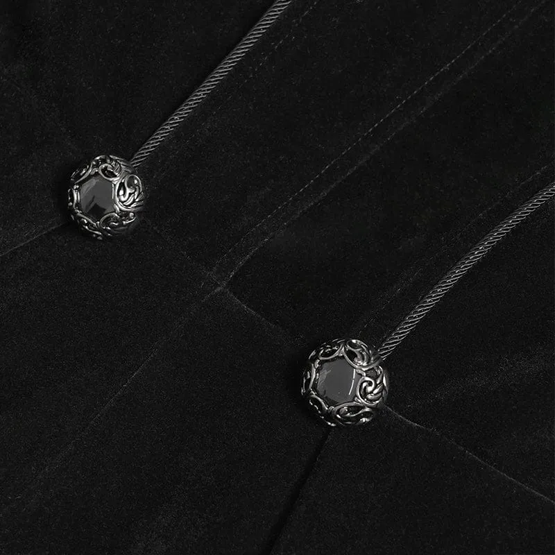 Gothic-Damenjacke mit Fledermauskragen, doppelreihigem Reißverschluss und Reißverschluss