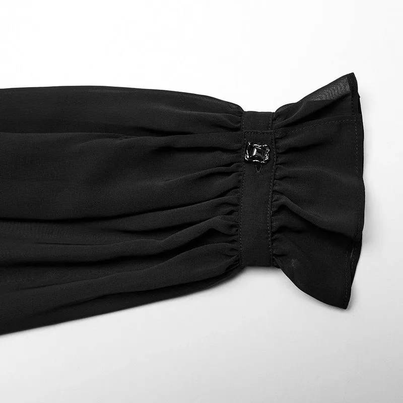 Herren-Hemd aus transparentem Chiffon mit Schnürung und Laternenärmeln im Gothic-Stil