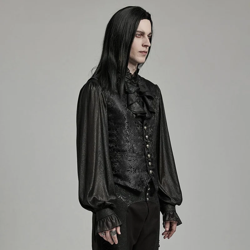 Herren-Gothic-Weste mit floralem Jacquard-Schnürmuster