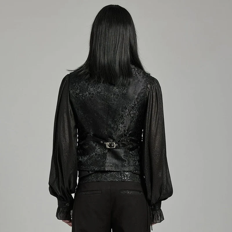 Herren-Gothic-Weste mit floralem Jacquard-Schnürmuster