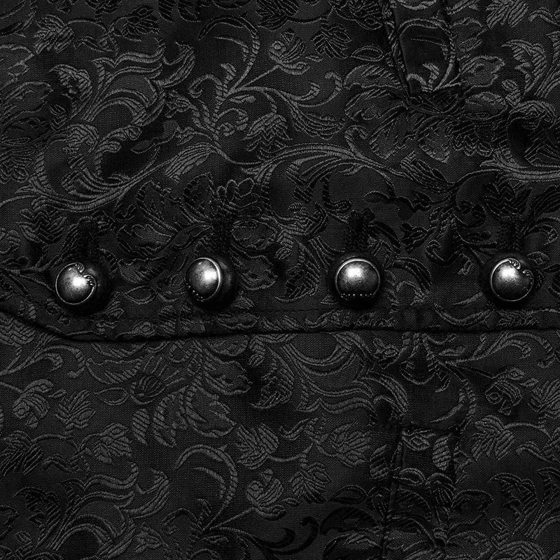 Herren-Gothic-Weste mit floralem Jacquard-Schnürmuster
