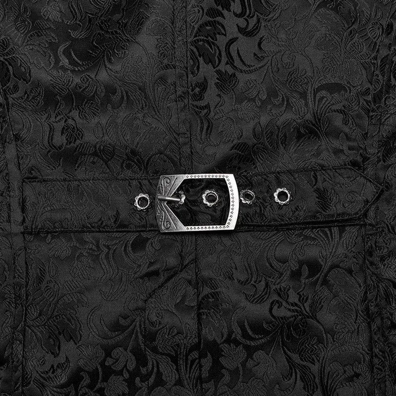 Herren-Gothic-Weste mit floralem Jacquard-Schnürmuster