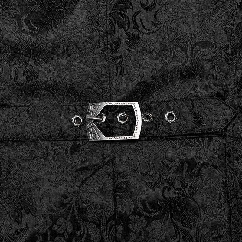 Herren-Gothic-Weste mit floralem Jacquard-Schnürmuster in Schwarz und Blau